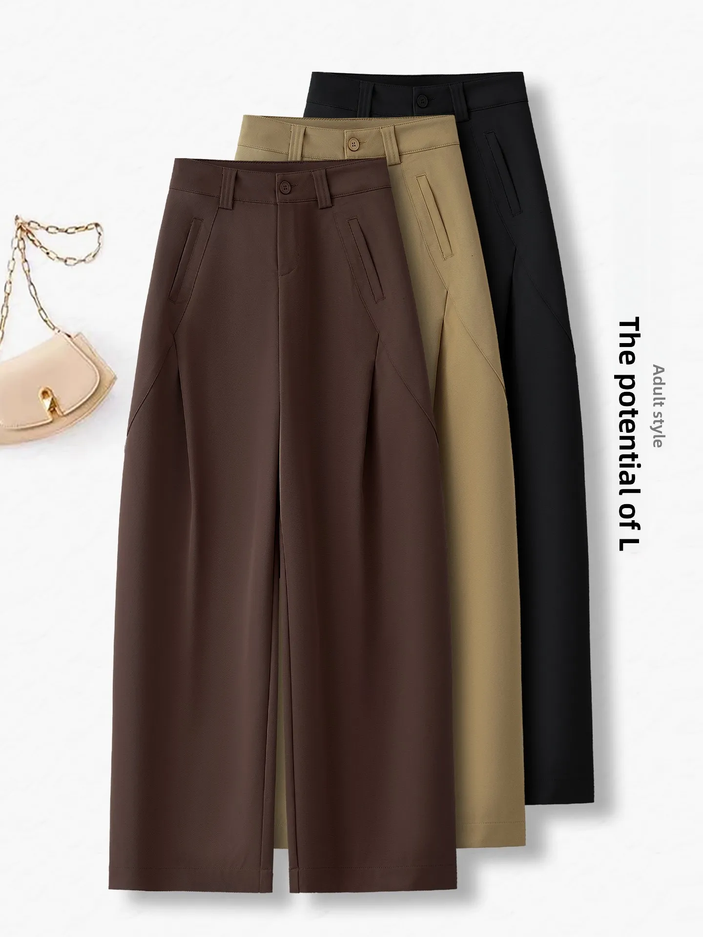 

Удобные широкие брюки с высокой талией, женские повседневные свободные брюки прямого кроя, весенне-осенний новый стиль, корейский стиль