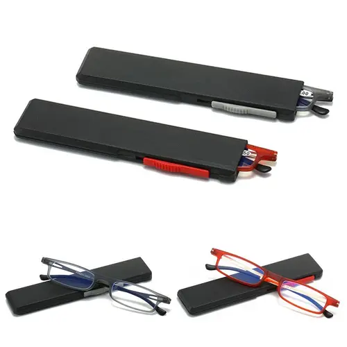 Gafas de lectura con bloqueo de rayos azules, antiluz azul, plegables con caja de gafas, gafas ópticas, protección ocular ultraligera