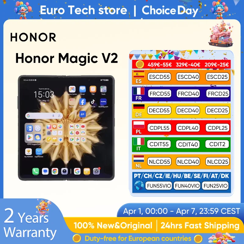 Honor Magic V2 Version mondiale 5G Smartphone pliable Snapdragon 8 Gen2 LTPO écran OLED 120Hz 50MP Triple caméra Android Mobile