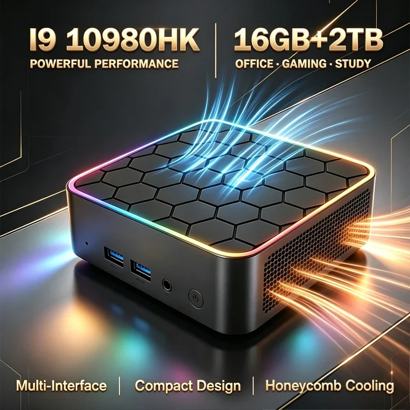 MINI PC Windows 11 Intel Core I9 10980HK 16GB 32GB SSD 1TB 2TB Computer Gaming BT5.2 Portable Desktop PC Gamer For Home Office