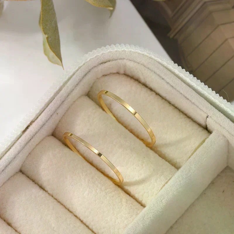 2pcs Classic Simple Dainty Smooth Woman Thin Ring Top Quality Jewelry for Women Girls Fashion Wedding Party Jewelry Gift