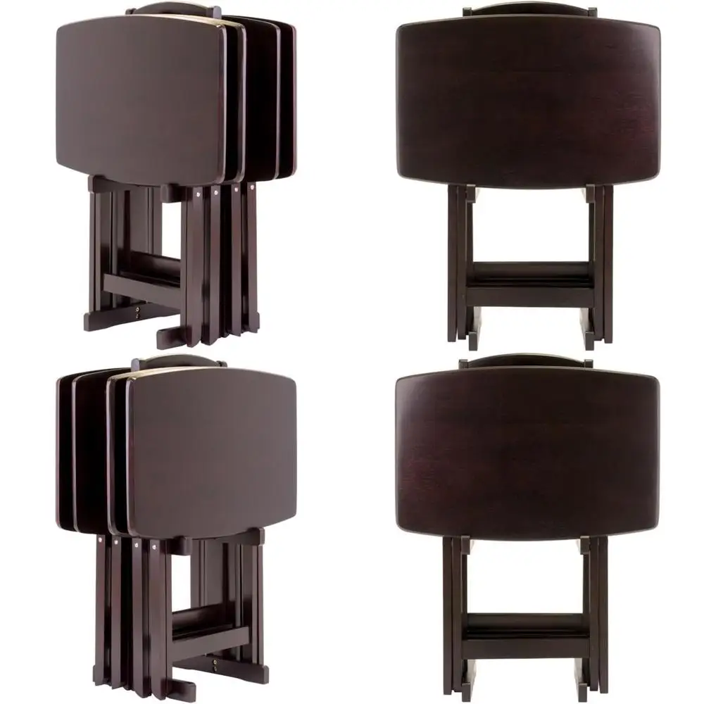 

Espresso Finish 5-Piece Large Solid Wood Snack Table Set by Pemberly Row