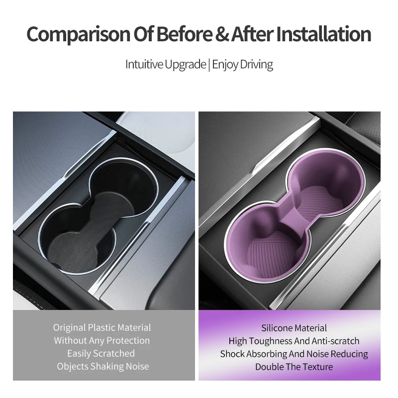For Tesla Model Y Juniper Model 3 Model YL Central Console Cup Holder Anti Slip Silicone Cup Sleeve Pad Interior Car Accessories