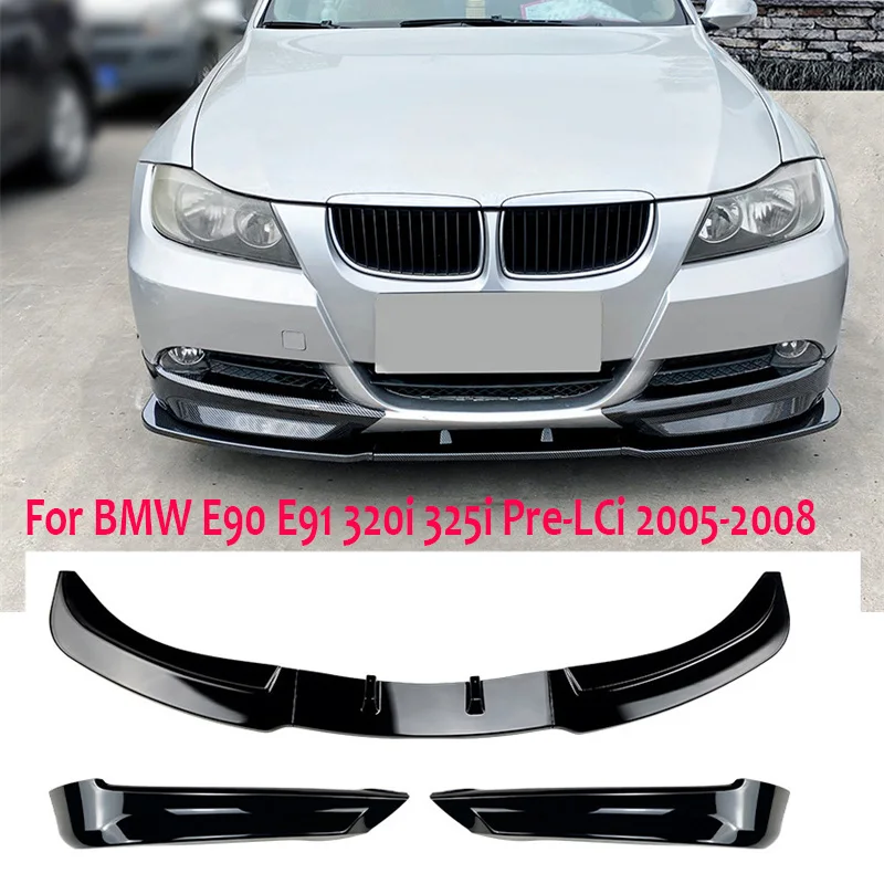 

5PCS/SET Car Front Bumper Lip + Side Splitter Canards Diffuser guard Protector Kit For BMW E90 E91 320i 325i Pre-LCi 2005-2008