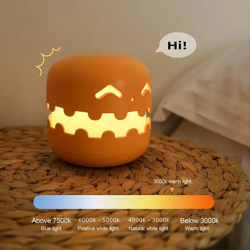 Halloween Pumpkin Lantern USB Charging Halloween Decorations LED Night Light Halloween Bedroom Night Light for Halloween Party