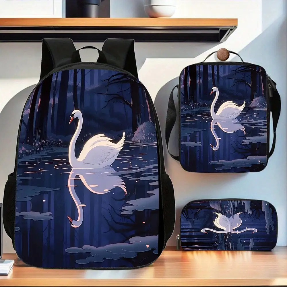 

3pcs Fashionable Backpack, Featuring A Spacious Book Bag, A Handbag, And A Pencil, Students Commuting And Travel.