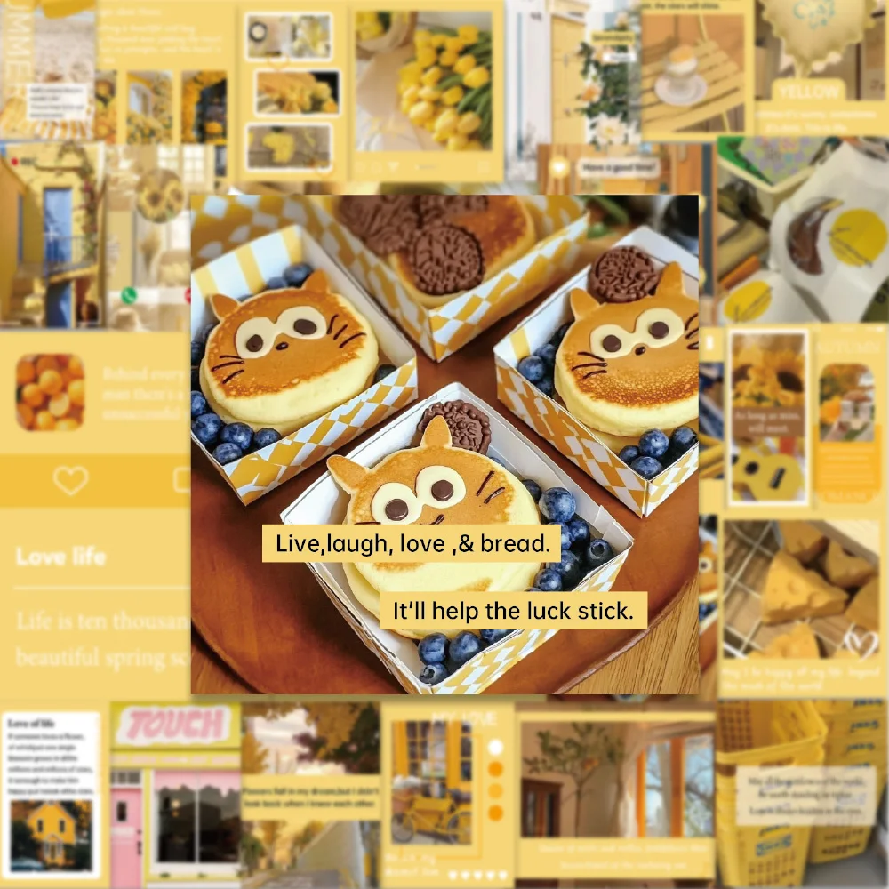 30 Stück warmes gelbes Aufkleberpaket, kleine Glückskunst, personalisierte Geschenkdekoration, Sammelalbum, Handyhülle, Aufkleberpaket für den täglichen Gebrauch