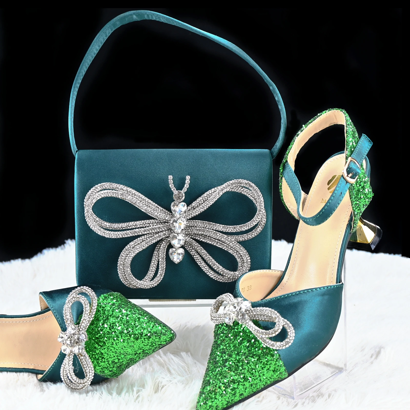 Doershow High Quality African Style Ladies Shoes And Bags Set Latest BLUE Italian Shoes And Bag Set For Party  HGH1-8