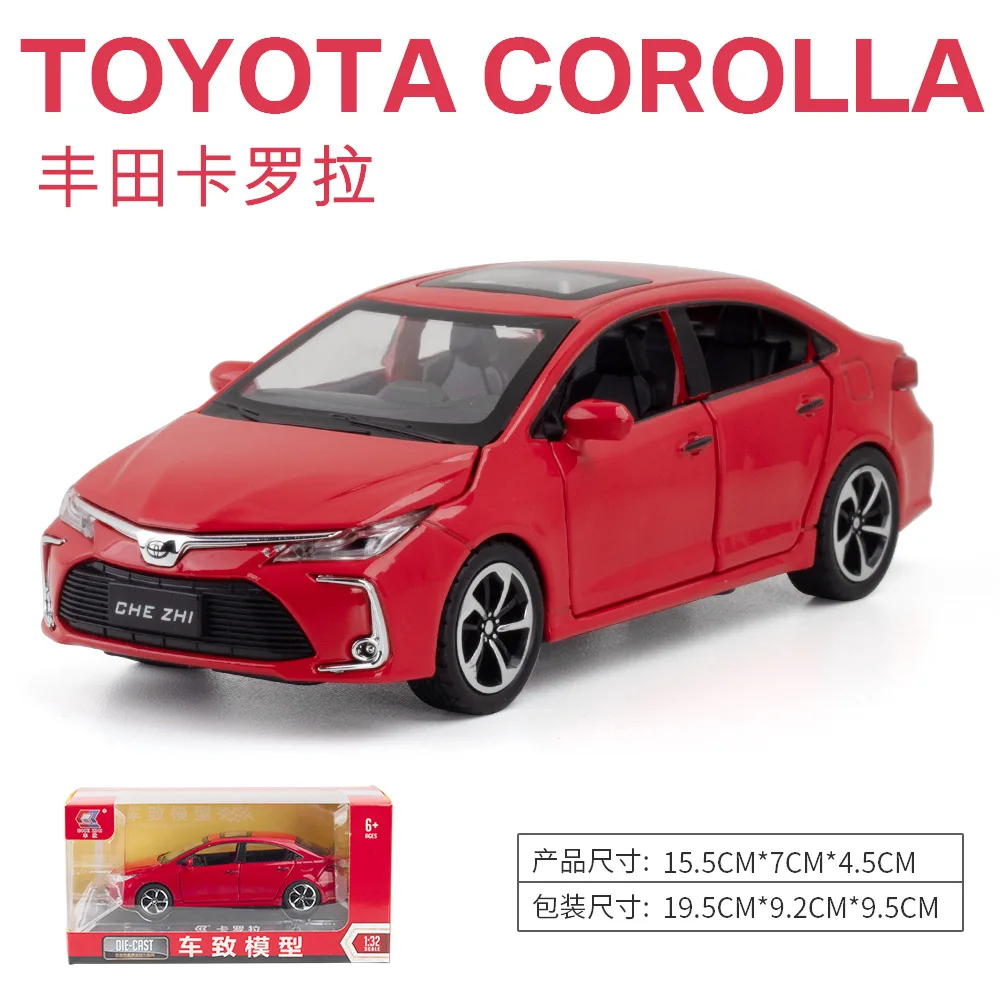 1:32 TOYOTA Corolla Hybrid Alloy Car Diecasts & Toy Vehicles Car Model Sound and light Pull back Car Toys For Kids Gifts E185