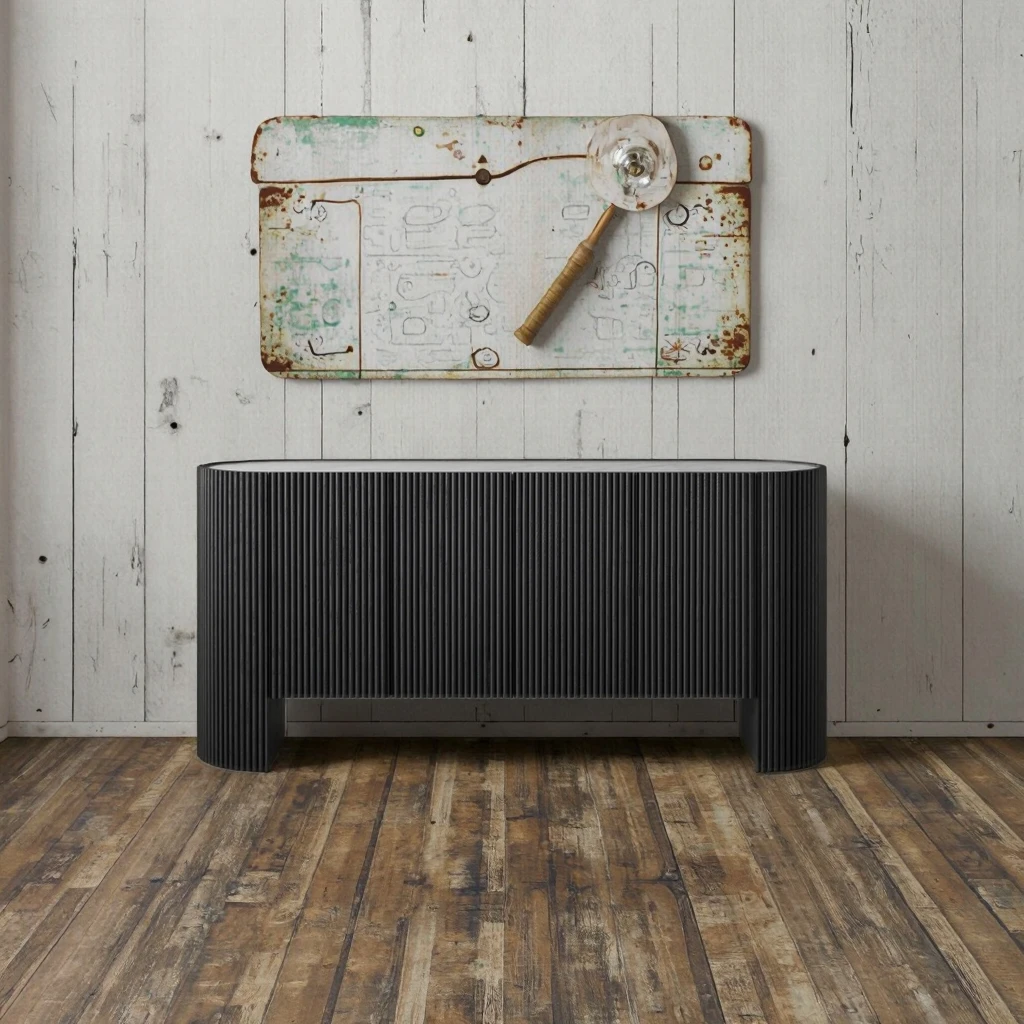 MINYU 2025 Luxury Solid Oak Wood Sideboard Natural Marble Tabletop Modern Antique Style Cabinets For Dining Living Room