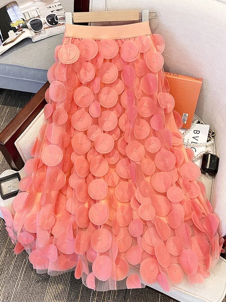 Jupe longue en Tulle noir pour femmes, Design à la mode, élégante, Vintage, ligne A, taille haute, jupe Midi, printemps été, 2025, JJ321