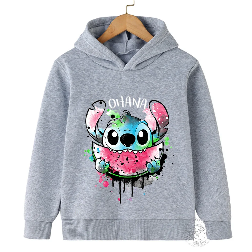 Disney Stitch Children\'s Street Fashion Sweater Boys Girls Tops Children\'s Sports Pullover Outdoor Sports Hoodie