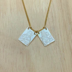 Stainless Steel Natural Sea Shell Scapula Necklace Girl Religious Jesus Virgin Mary Pendant Choker Neck For Women Jewelry Gift