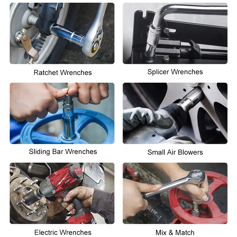 WYNN'S 1/2" Long Impact Socket 8 to 32mm Drive Wrench Socket Head Cr-V Steel for Pneumatic Electric Wrench Drill Metric Hex Tool