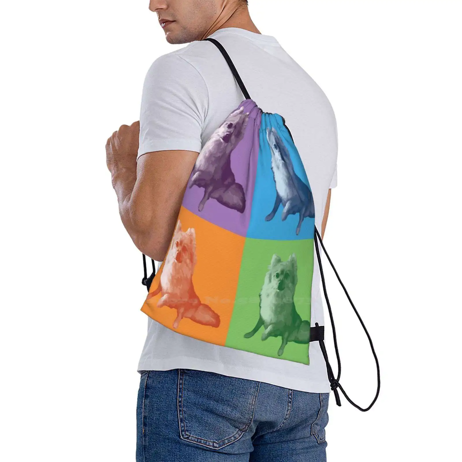 Yeager ransel populer seni Pop tas Fashion potret warna-warni hewan Dogart poplit petpotrait dogpotrait Petart