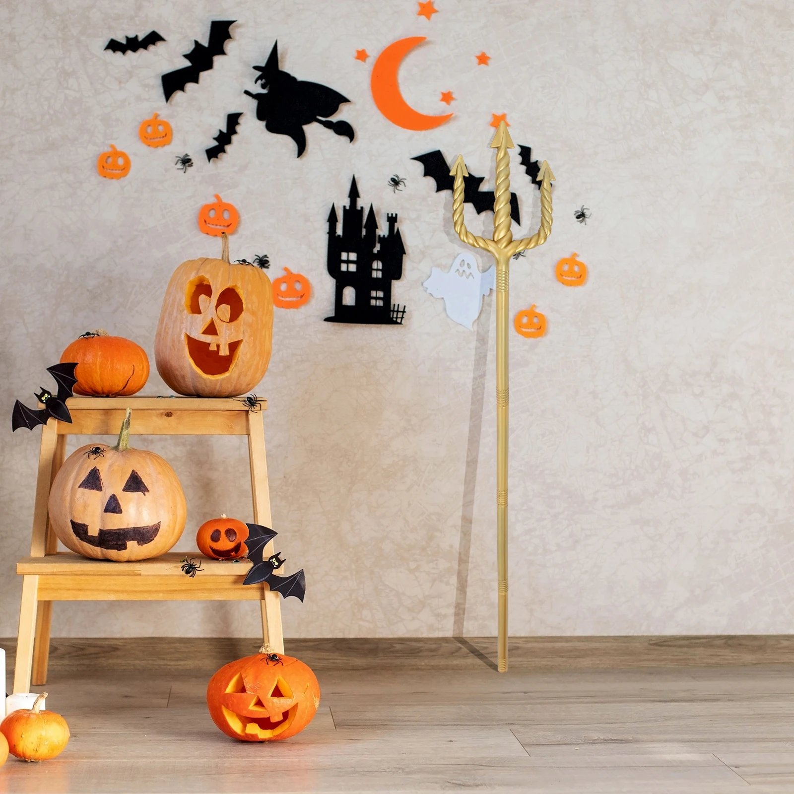 

Style Lightweight Plastic Trident Prop For Halloween Party Cosplay Stage Costume Accessories Pitch Fork Reusable