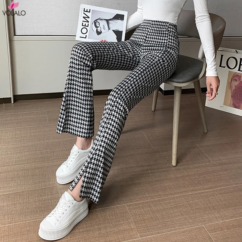 Volalo Graffiti Leggings Met Bloemenpatroon Print Leggins Voor Dames Leggings Houndstooth Sale Elastisch Design Vintage Leggins