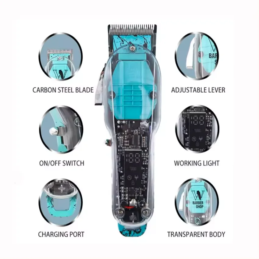 WAIKIL Professional Men's Electric Hair clipper New hair Beard Trimmer USB Charging Digital Display Barber Cordless Trimmer