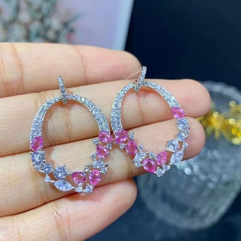 New Exaggerated Bling Bling Powder Zircon Atmospheric Stud Earrings For Women With 925 Stamps Boho Jewelry Party Birthday Gift