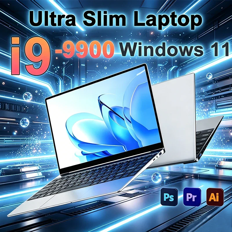 

New 14.1" Laptop Intel Core I9-9900 32GB 2TB Gaming PC Ultra Slim Office Study Computer PC Windows 11 Pro 1920*1080 HD