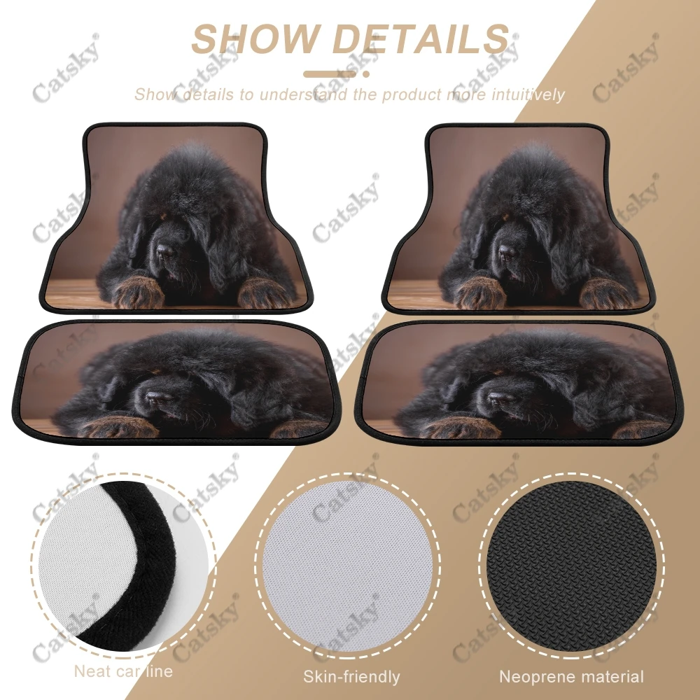 Animal Tibetan Mastiff Car Floor Mat Vintage Carpet Anti-Slip Rubber Mat Pack of 4 Auto Accessiores for Car SUV Van