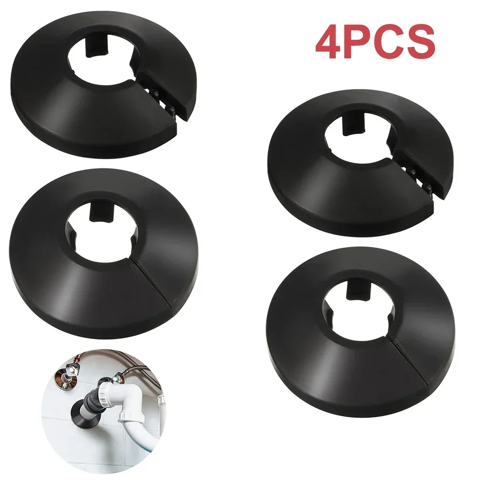 4pcs Pipe Collars 46x15mm PP Radiator Escutcheon Pipe Cover Decoration White/Black/Chrome Plastic Radiator Pipe Covers