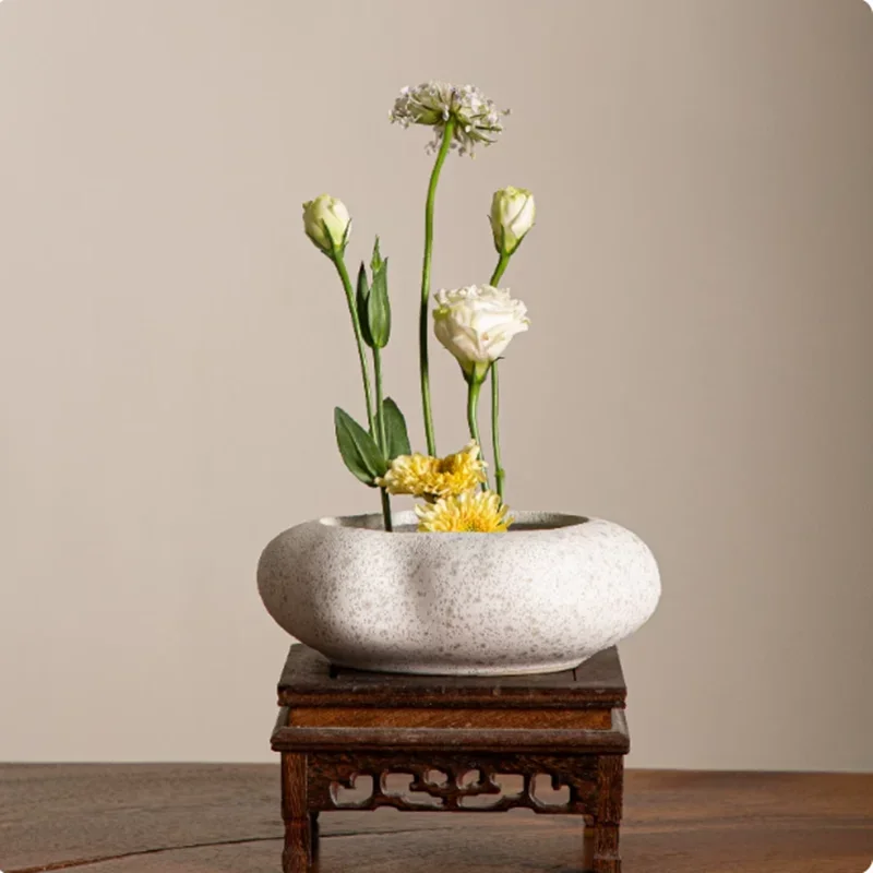 Creative Lotus Seedpod Ceramic Vase Zen Tea Table Desktop Japanese Ikebana Flower Arrangement Utensils Ceramic Stone Sand Decor