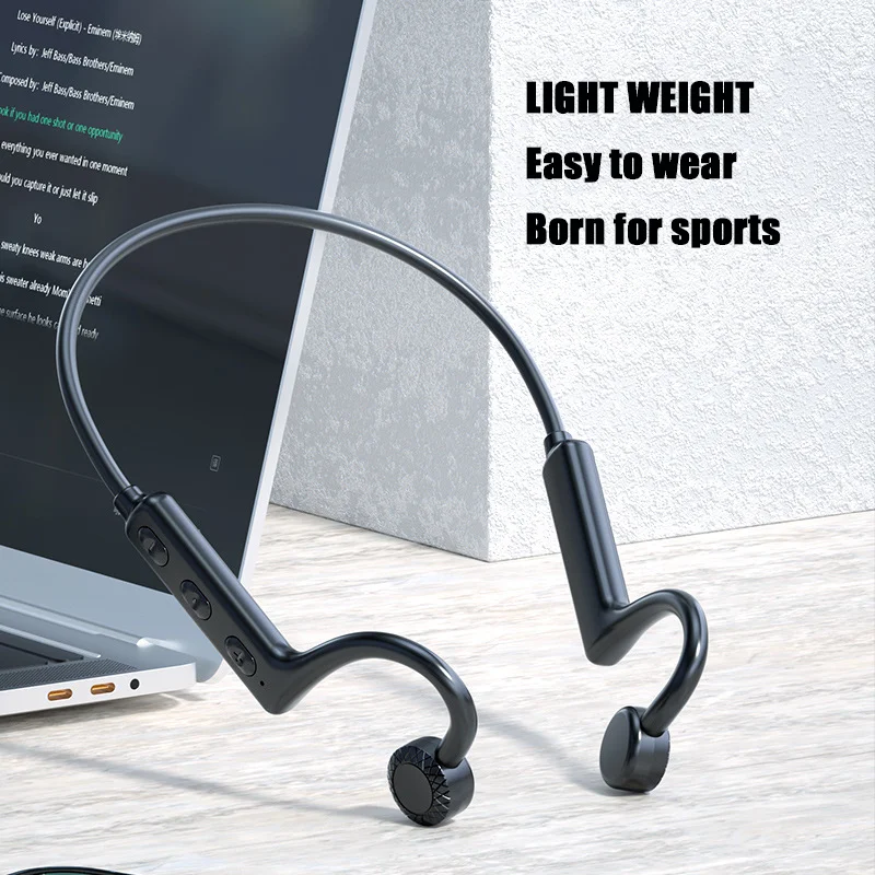 

New KS19 Bone Conduction Bluetooth Earphone Neckband Non In Ear Sports Anti-Sweat Headphone Listen Musice Gaming Universal