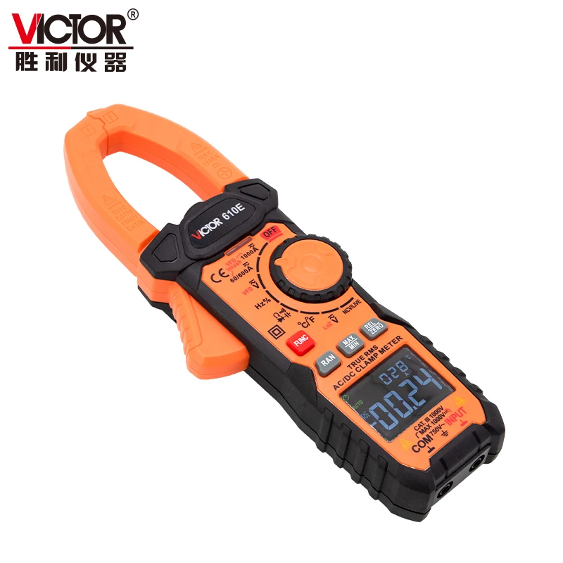 VICTOR 610E 6000 Counts LCD Display True RMS Smart Digital Clamp Multimeter AC DC 1000V 1000A With DCA ZERO NCV Live Test Meter