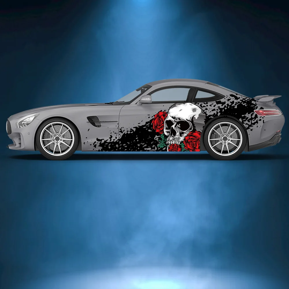 

Rose Skull Splatters Blood Graffiti Car Side Sticker Vinyl Self-adhesive Paper Motorsport Paint Decal Suitable for Car Truck Suv