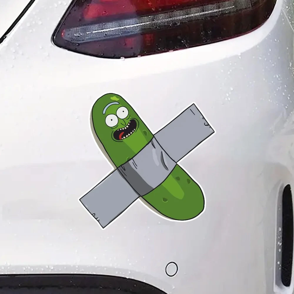 Hаклейка на авто огурчик рик и морти Self-Adhesive Vinyl Decal, Used for Car Window, Bumper, Laptops, Exterior Car Accessories