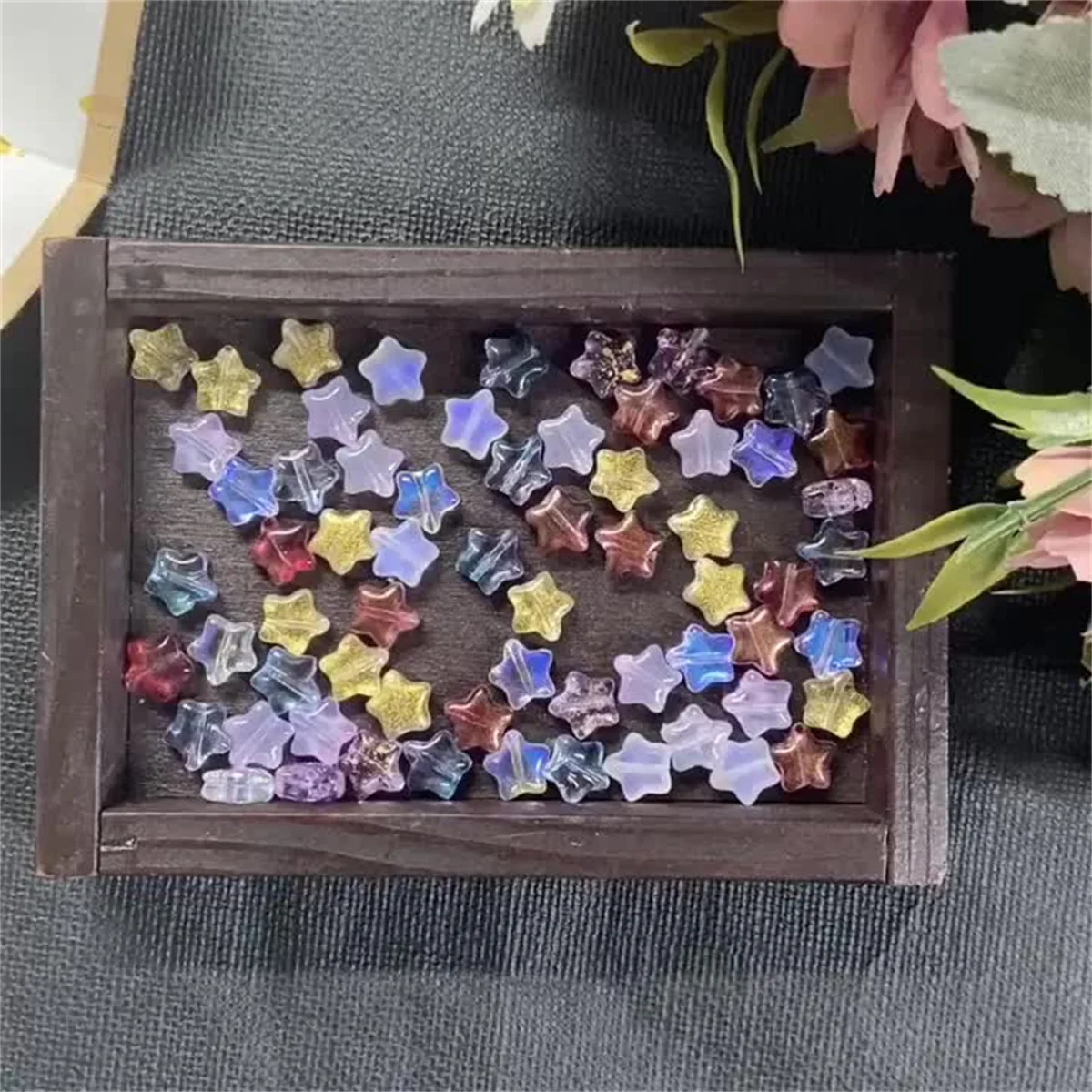 30PC/lot 8mm Frosted Gradient Color Star Beads Czech Glass Loose Spacer Beads for Jewelry Making Handmade Diy Accessories