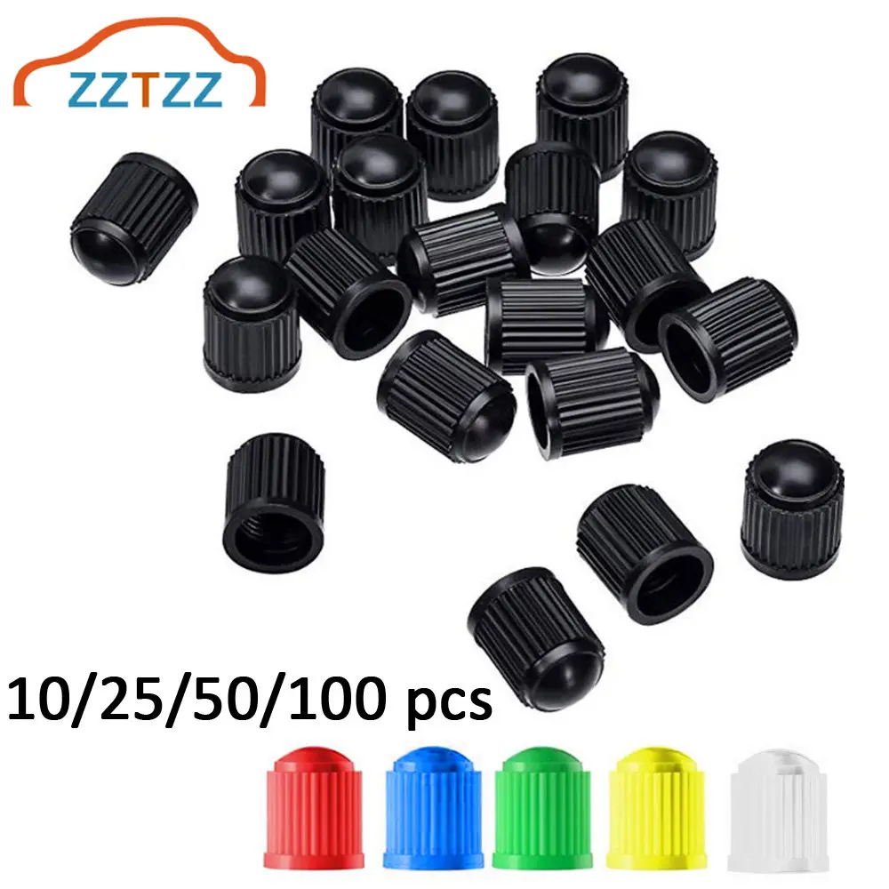 10/25/50/100pcs Tyre Valve Caps, Plastic Car Tire Stem Dust Covers Universal Valve Caps for Cars, Motorcycle, Bike, Bicycle