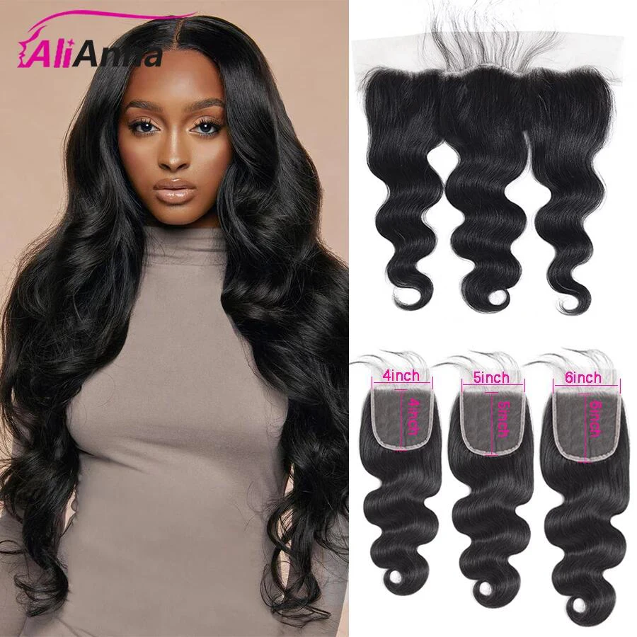 Gelombang tubuh hanya Frontal ALIANNA 13X4 renda Frontal 6X6 renda penutup rambut manusia transparan renda Frontal Remy rambut Brazilian