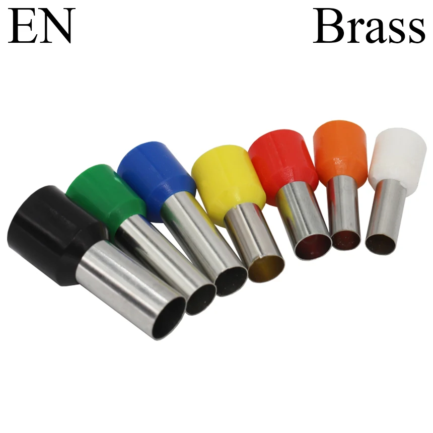 

E VE Brass Electrical Wire Connection Crimping Sleeve Tubular Connector Tube Insulated Cord End Pin Ferrule Cable Lug Terminal