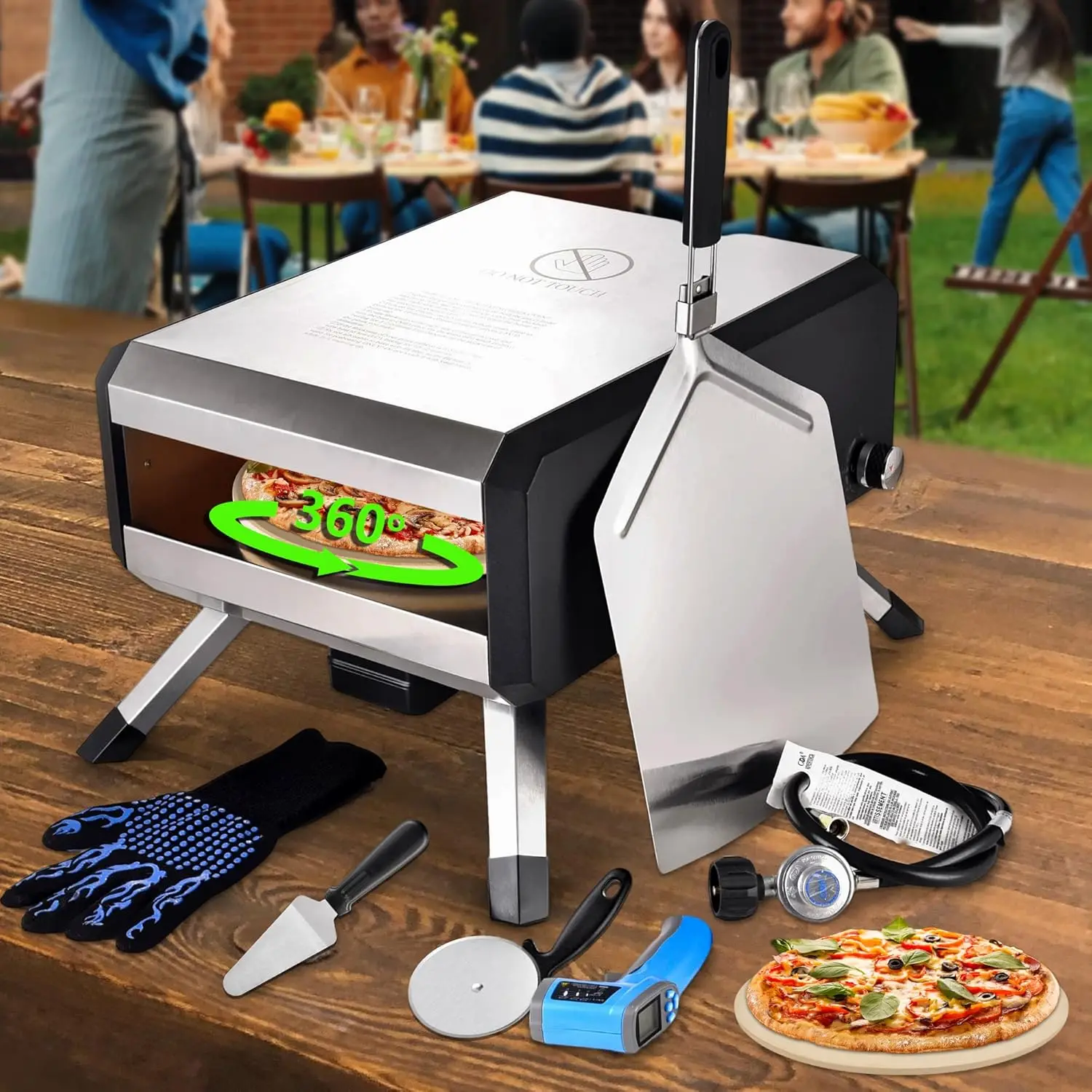 

Pizza Oven Outdoor 14 Inch Multi Fuel Rotatable Pizza Ovens Portable Stainless Steel Pellet Gas Pizza Oven for Outside