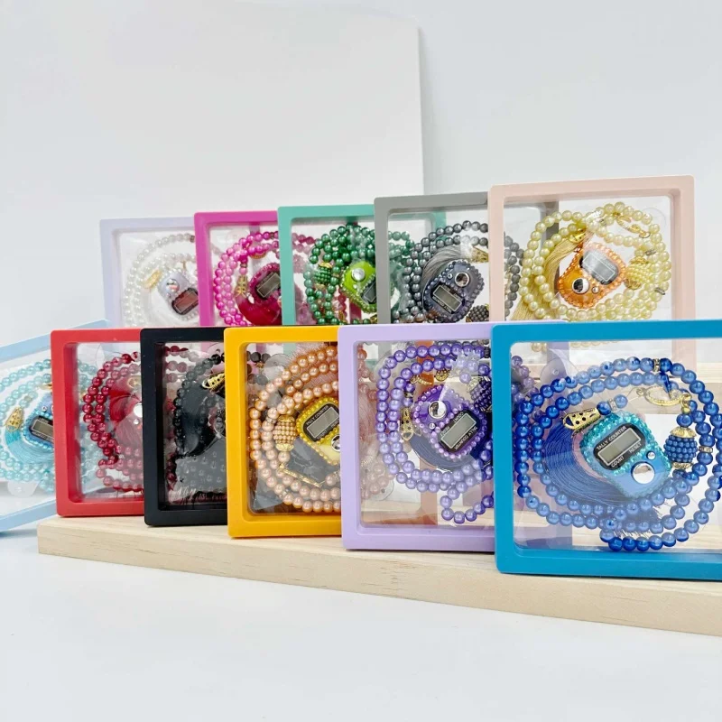 Bracciale con perline di preghiera musulmana e set da banco per dita Colore 99 Braccialetti con perle imitazione Anello da banco per dito ripristinabile