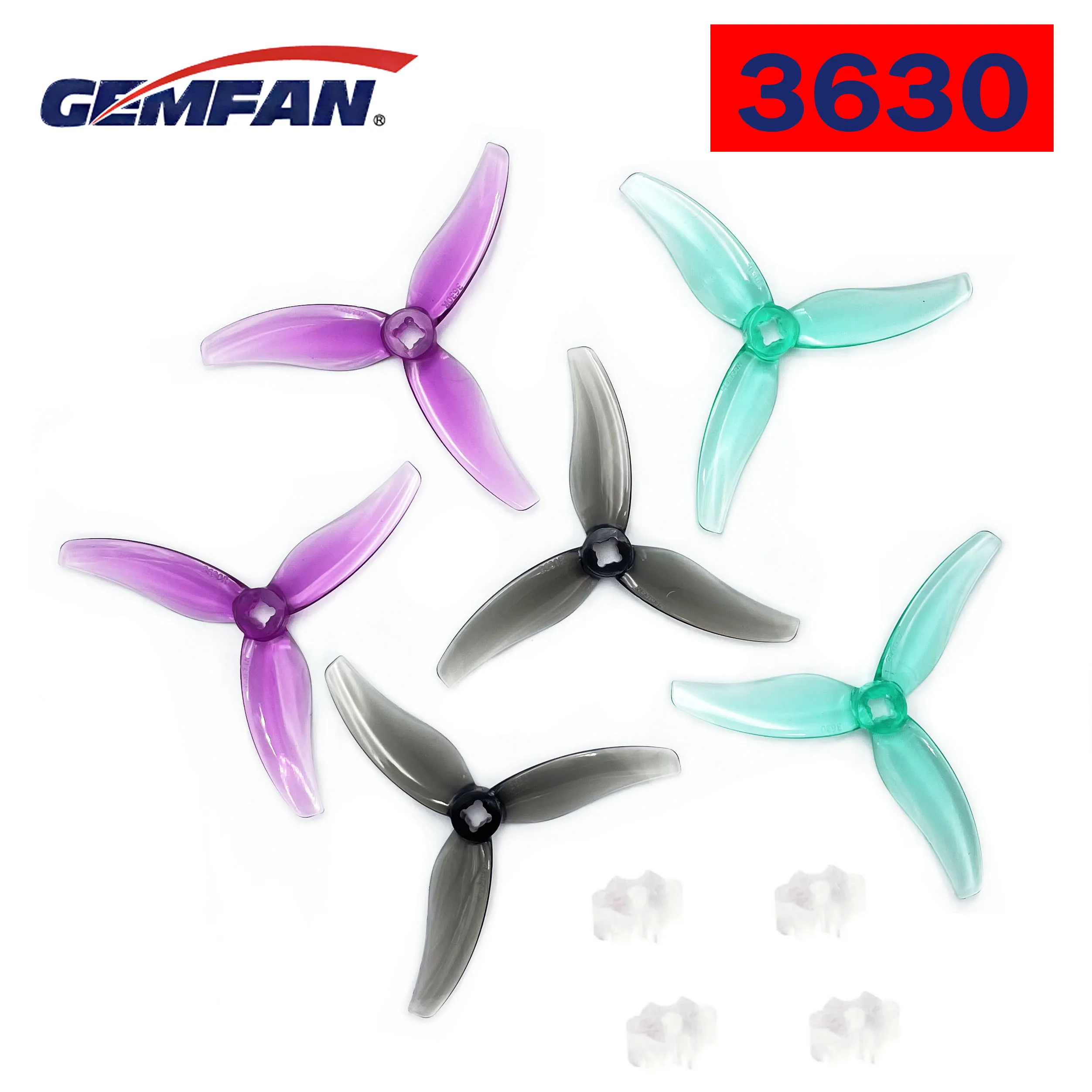 24 pcs/12pair Gemfan Hurricane 3630 3-Blade 3 Holes PC Propeller W/adapter For FPV Freestyle 3.5inch Toothpick Foxwhoop Drone