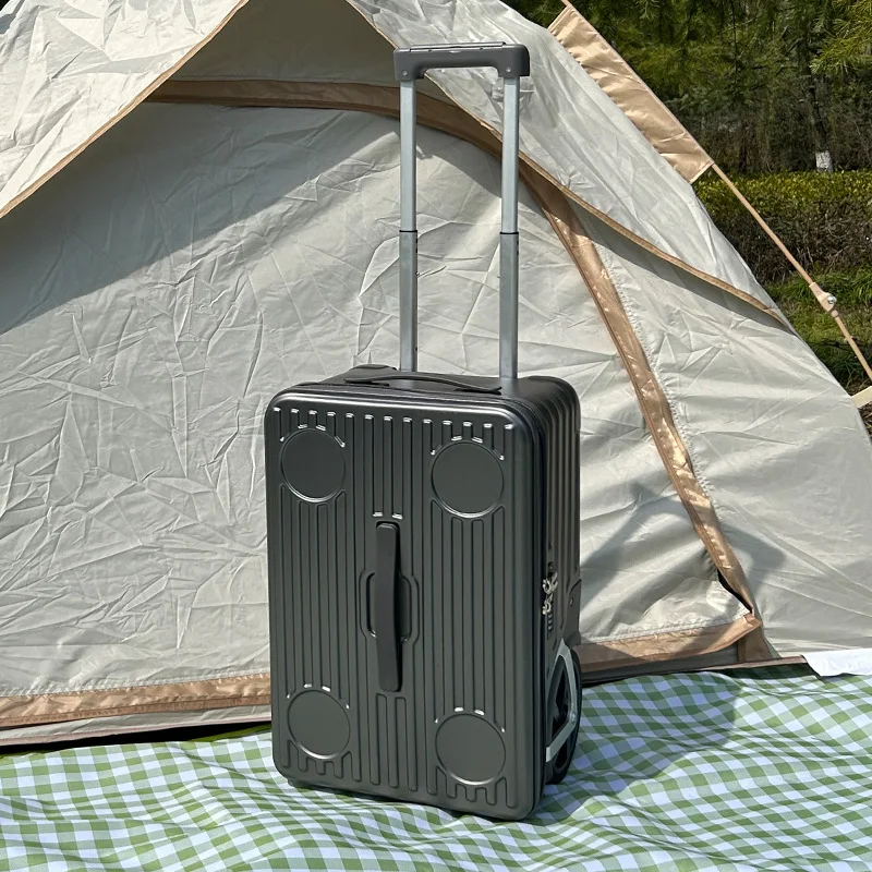 20/24 inch buitenbagage campingkoffer PC rits trolleykoffer met grote wielen rolbagage koffers met bekerhouder