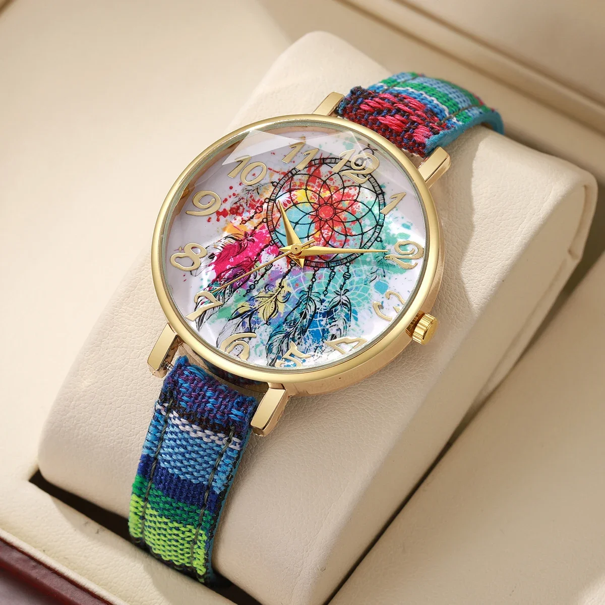 Fashion Women Watches Vintage Flowers Printed PU Strap Quartz Watch for Women Clock Gift Reloj MujerWithout Box
