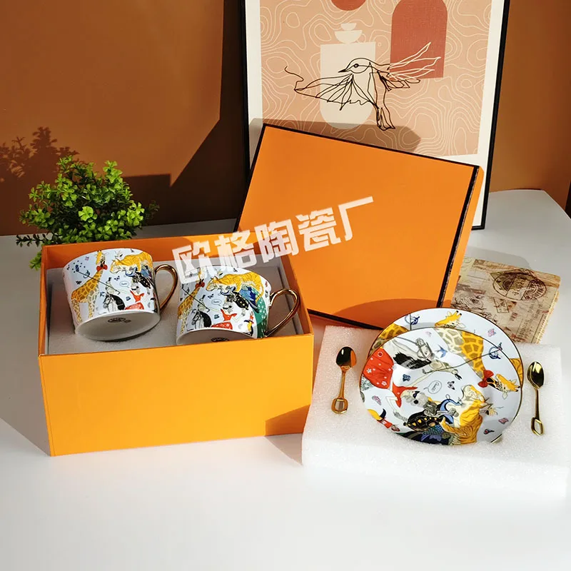 Tazas de café de porcelana ósea con platillos, tazas de té, vajilla, ideales para té de la tarde, uso diario, comidas de oficina y café casero