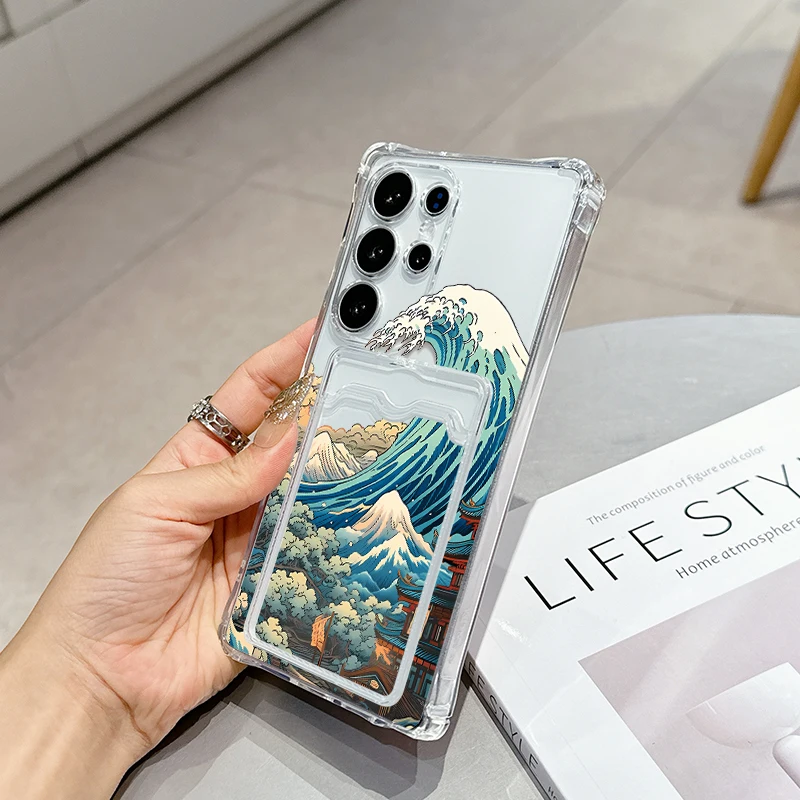 Ukiyo-e Aesthetics for Samsung A20s A21s A23 A24 25 26 31 32 32 33 34 35 A50 A51 52 53 54 55 73 Transparent card pack phone case