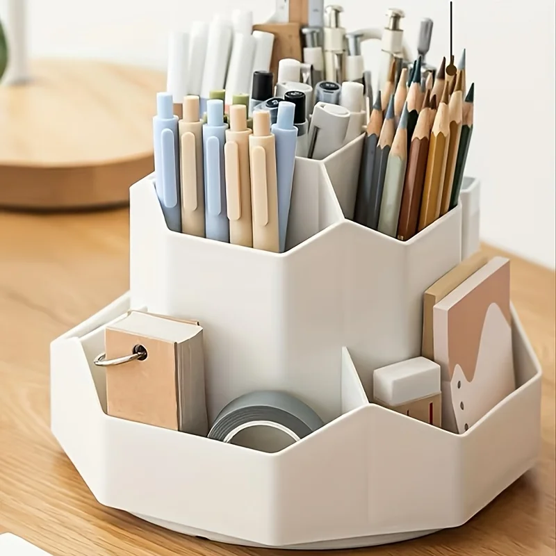 Large Capacity Desktop Storage Organizer, Multi-Compartment Design for Pens, Makeup Brushes & Art & Office Supplies
