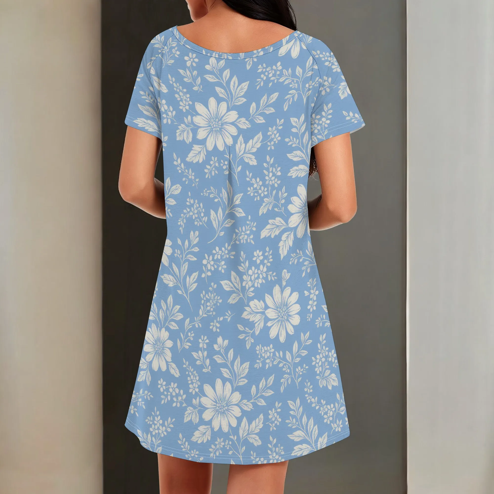 Abito casual da donna T-shirt Abiti estivi a maniche corte con tasche