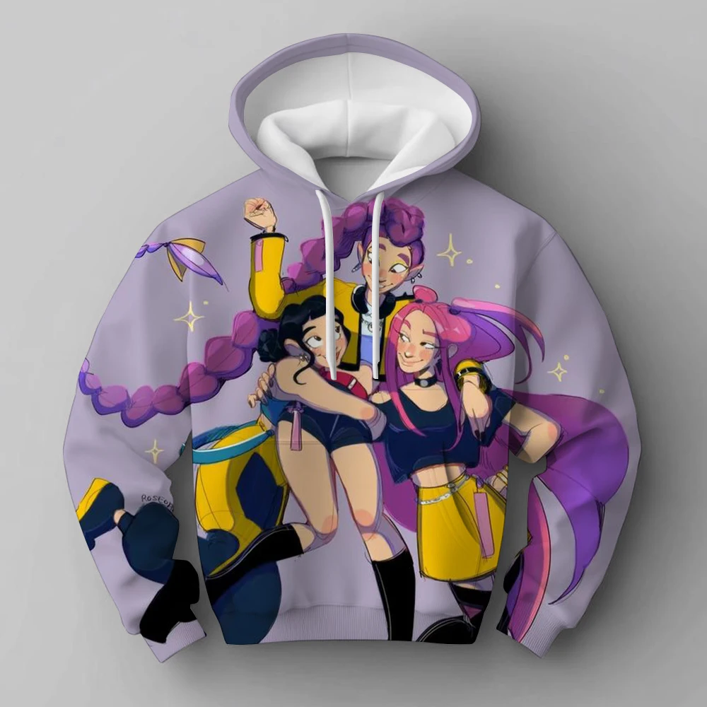 KPop شيطان الصيادين Huntrix هوديي الاطفال مقنعين البلوز طفل الفتيات البلوز هوديس الفتيان موضة ملابس خارجية ملابس الأطفال