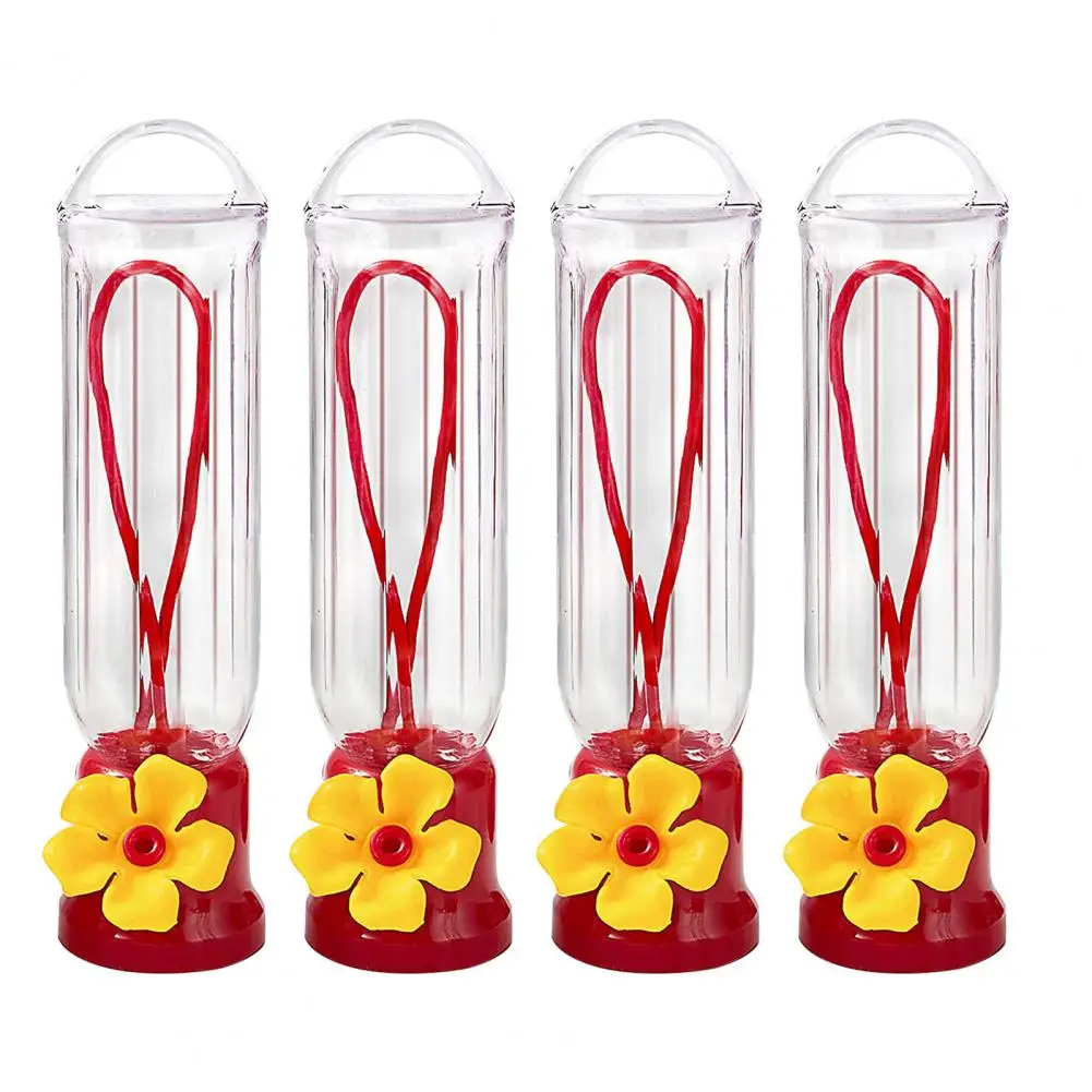 4Pcs Bird Feeders Slanted Spout Design Bird Feeding Transparent Outdoor Humming Bird Feeders