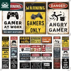 Putuo Decor Engraçado Gamer Sinais De Metal Do Vintage Tin Sign Gamer No Trabalho Sinais Retro para Home House Club Game Room Man Cave Wall Decor