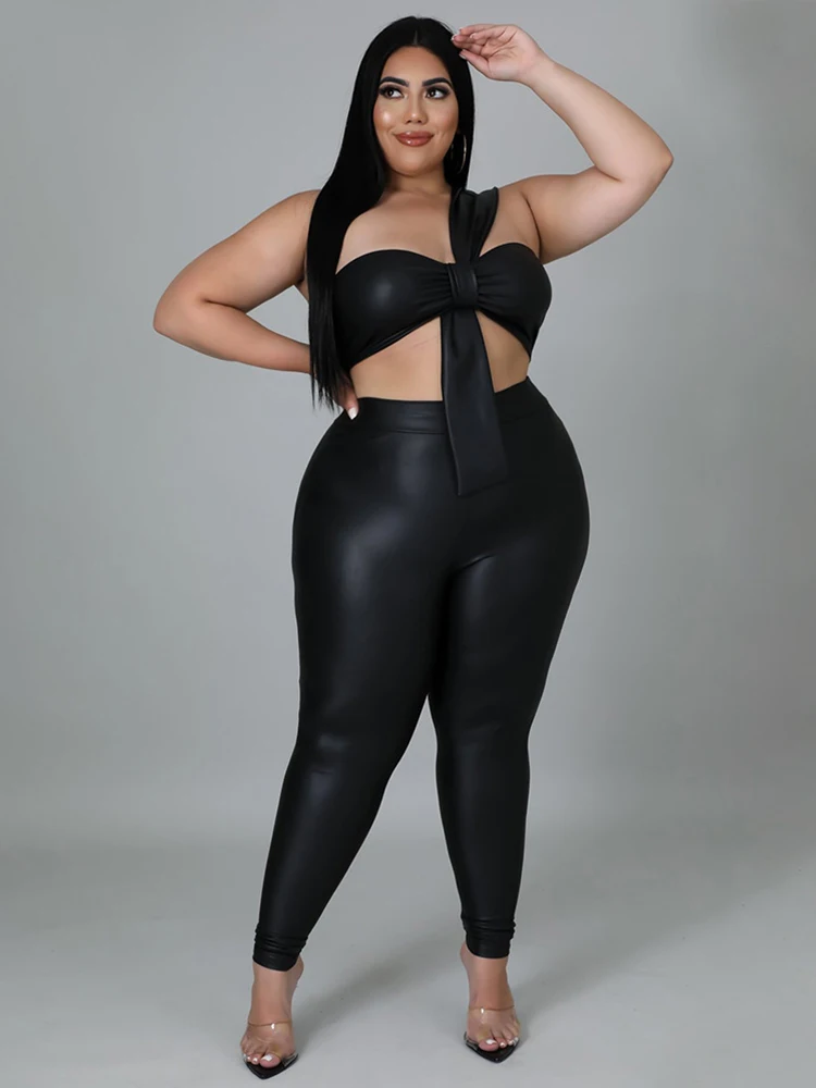 Two Piece Set for Women Strapless Crop Top and Pants Tight Night Club Outfit Sexy Set Plus Size Suit Wholesale Dropshipping