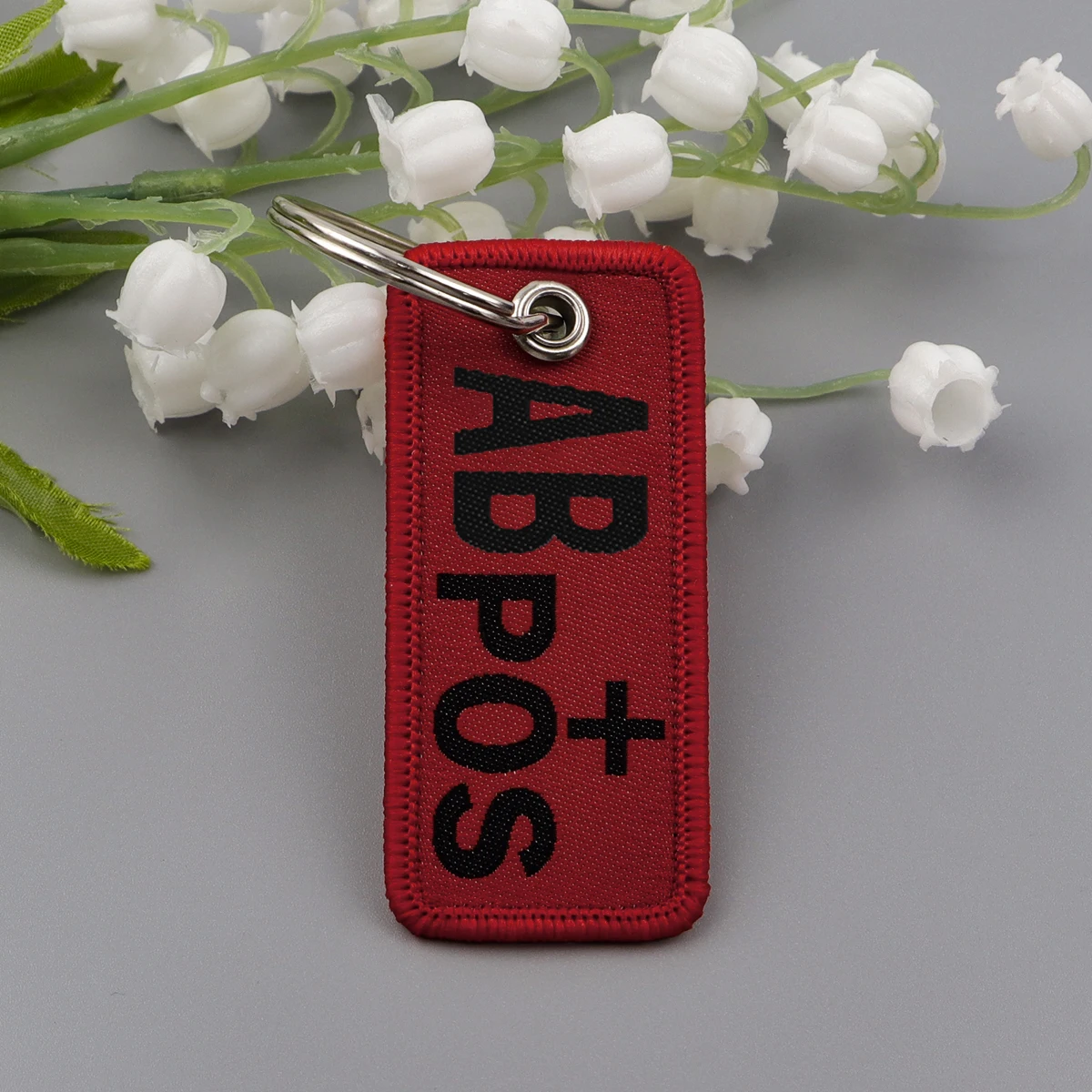 Blood Type Embroidery Key Fobs A B AB O Medical Key Tags Keychain For Motorcycles Cars Key Ring Accessories Chaveiro Gift