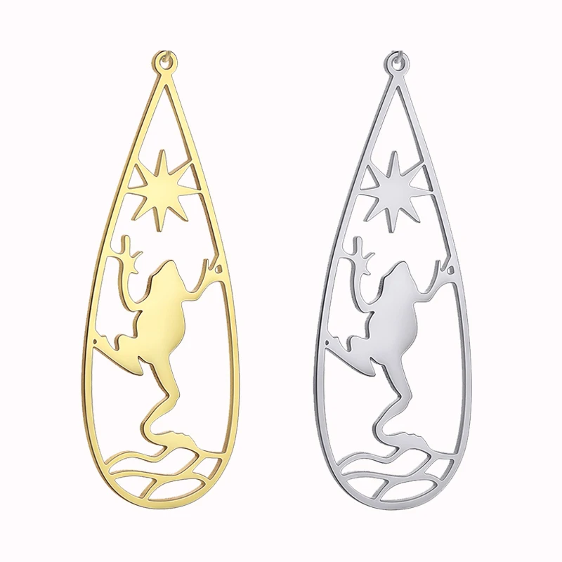 3pcs Frog Charms DIY Tassel Star Waterdrop Trendy Earrings for Women Stainless Steel Pendant Fit Bracelets Jewelry diy Accessory